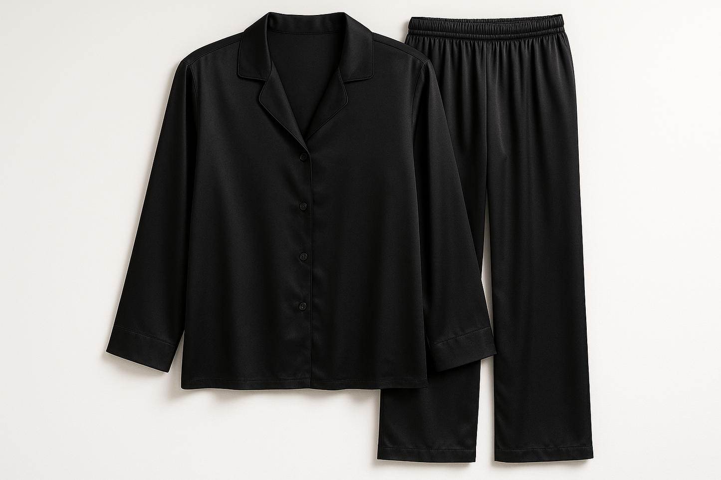 black matte silk lounging pajamas
