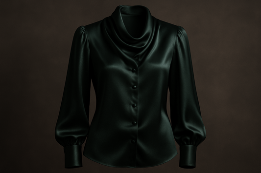 Pure silk charmeuse in money green, $39/yd