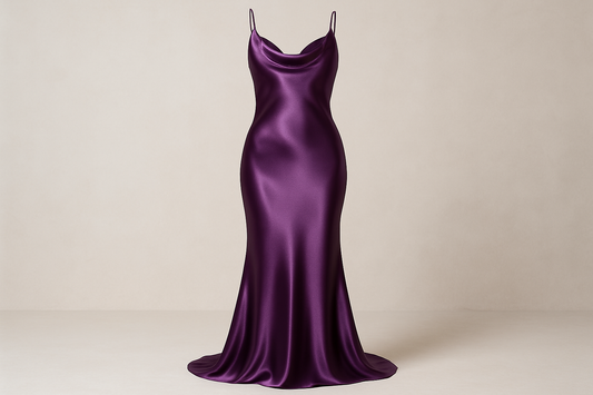 grape purple silk charmeuse slinky dress