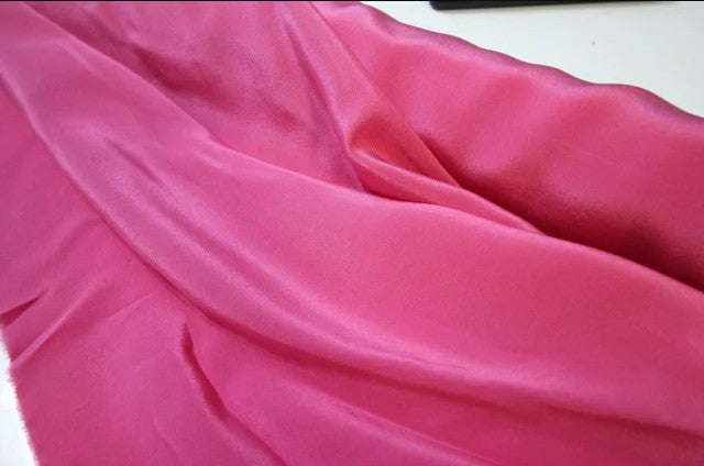 Hot pink pure silk crepe de chine, $39/yd