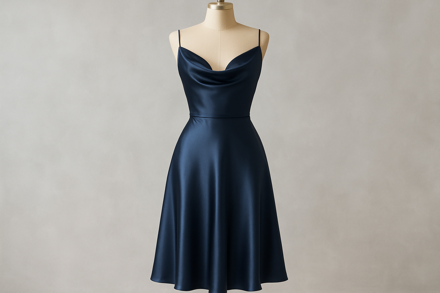 navy silk charmeuse cocktail dress