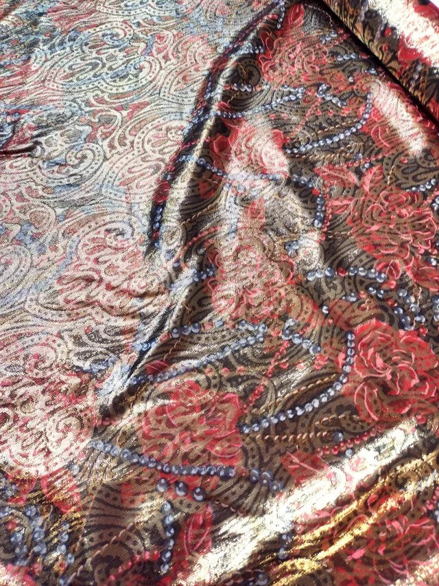 Paisley and novelty print silk/lurex lame, $89/yd