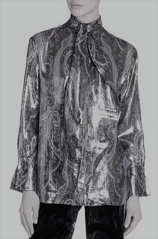 Paisley and novelty print silk/lurex lame, $89/yd