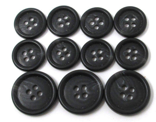 Charcoal swirl "Trihorn" composite jacket buttons