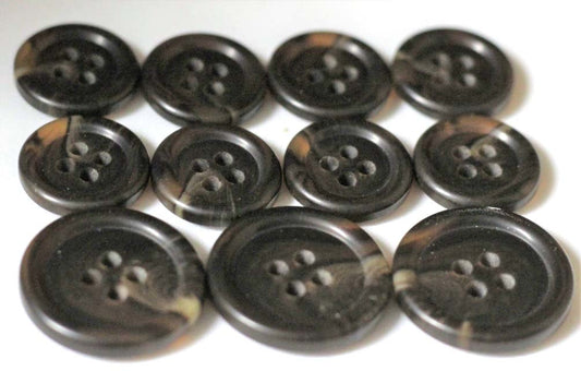 Dark roast swirl "Trihorn" composite jacket buttons