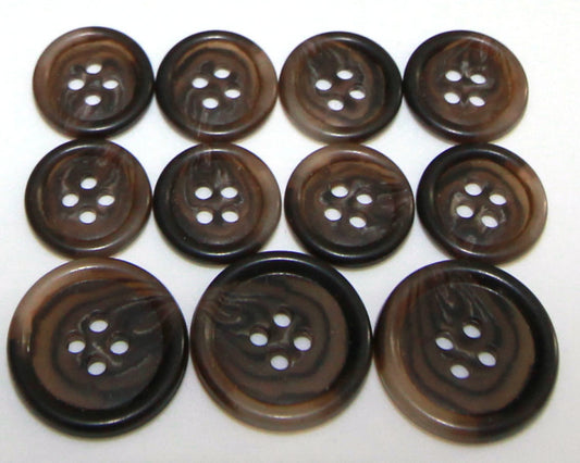 Dark brown swirl "Trihorn" composite jacket buttons