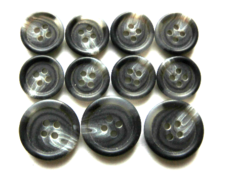 Gray swirl "Trihorn" composite jacket buttons