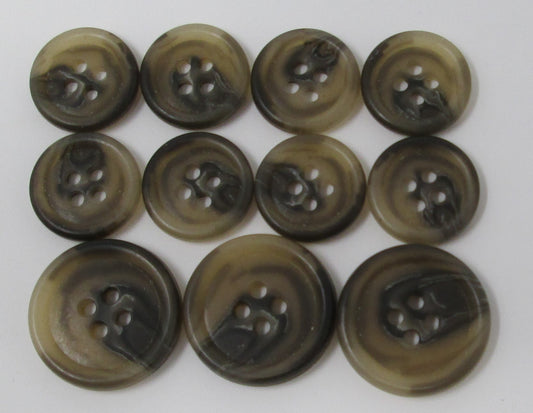 Brown swirl "Trihorn" composite jacket buttons