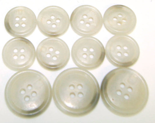 Light grayish natural ivory "Trihorn" composite jacket buttons