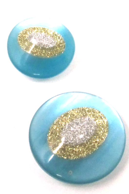 Turquoise, gold, silver glitter buttons from France