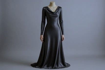 Pure silk charmeuse in graphite, $39/yd