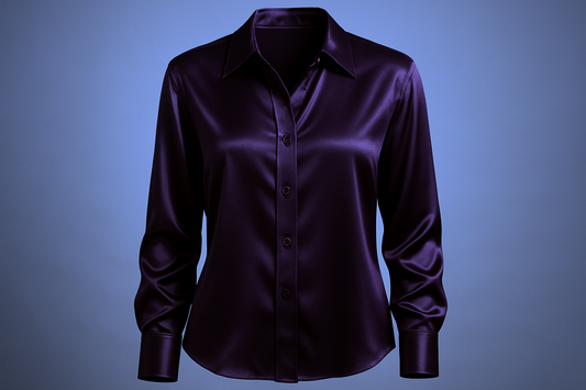 Pure silk charmeuse in dark plum, $39/yd