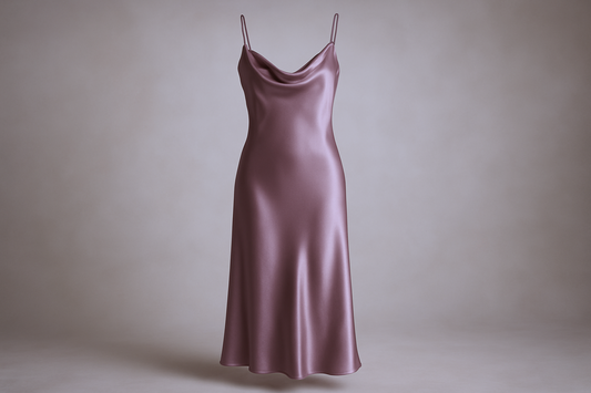 Pure silk charmeuse in mauve, $39/yd