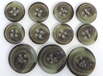Dark green swirl "Trihorn" composite jacket buttons