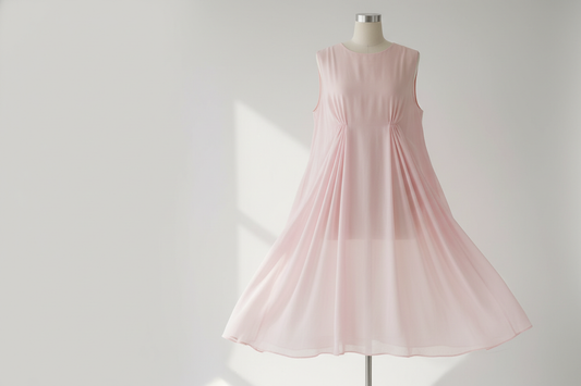 lightweight dress with baby pink wool fabric