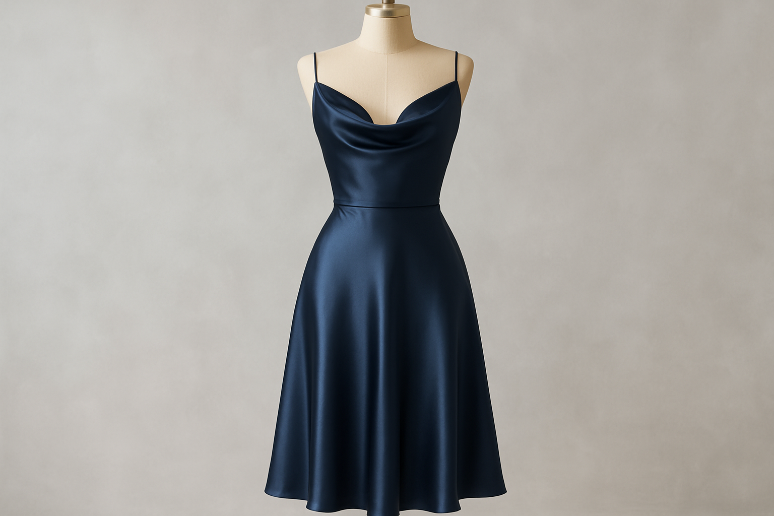 navy silk charmeuse cocktail dress