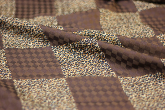 Animal print pure silk in browns and natural tones, Switzerland - $98/yd
