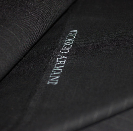 Italian designer stripe suiting in black/white