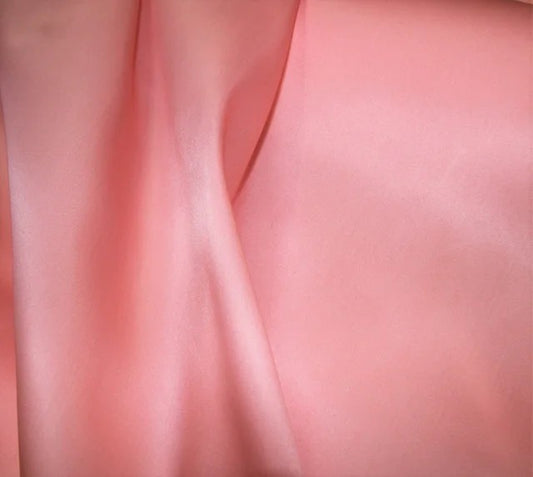 Coral pink satin faced silk organza, $29/yd