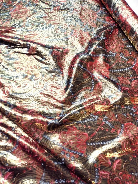 Paisley and novelty print silk/lurex lame, $89/yd