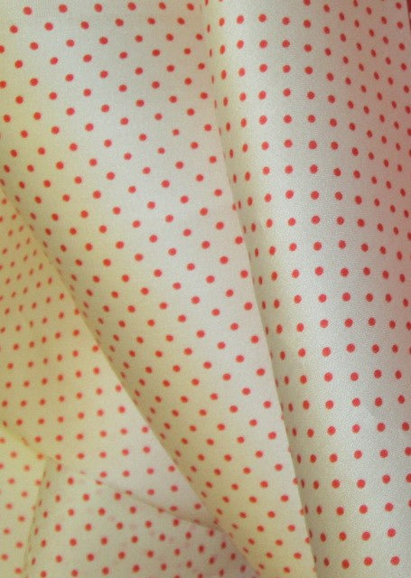 100% silk organza, satin face creamy white/red $34.50/panel