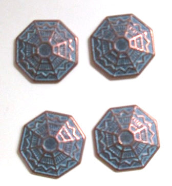 Octagonal spider web design small metal buttons