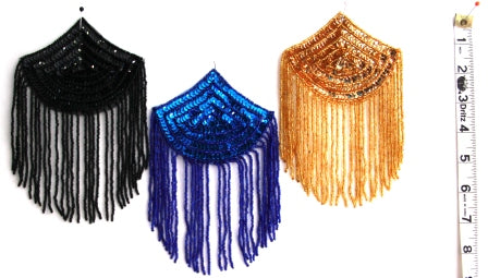 Sew on epaulette applique, beaded and sequinned