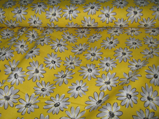 Yellow and gray daisy cotton print